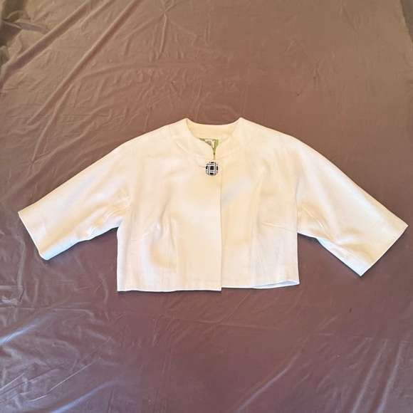 NWOT Elizabeth McKay White Cropped Poplin Jacket Size 2/XS MSRP $225 - Picture 8 of 9